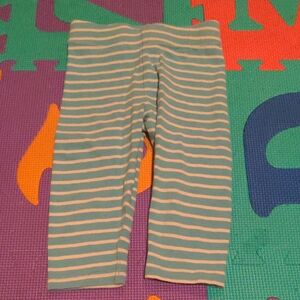 Mini Boden Teal and Cream Striped Cropped Leggings